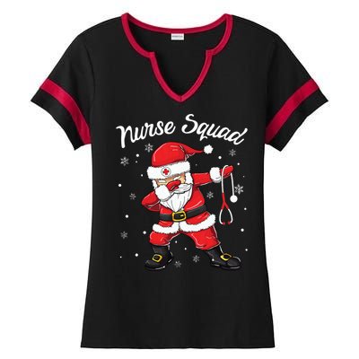 Christmas Scrub Tops Women Dabbing Santa Scrubs Nurse Squad Ladies Halftime Notch Neck Tee