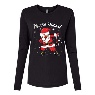 Christmas Scrub Tops Women Dabbing Santa Scrubs Nurse Squad Womens Cotton Relaxed Long Sleeve T-Shirt