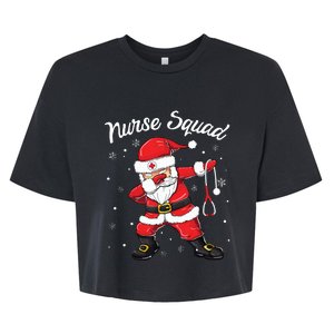 Christmas Scrub Tops Women Dabbing Santa Scrubs Nurse Squad Bella+Canvas Jersey Crop Tee