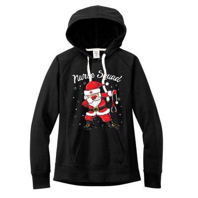 Christmas Scrub Tops Women Dabbing Santa Scrubs Nurse Squad Women's Fleece Hoodie