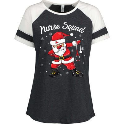 Christmas Scrub Tops Women Dabbing Santa Scrubs Nurse Squad Enza Ladies Jersey Colorblock Tee