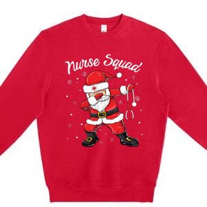 Christmas Scrub Tops Women Dabbing Santa Scrubs Nurse Squad Premium Crewneck Sweatshirt