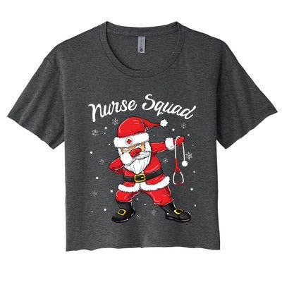 Christmas Scrub Tops Women Dabbing Santa Scrubs Nurse Squad Women's Crop Top Tee