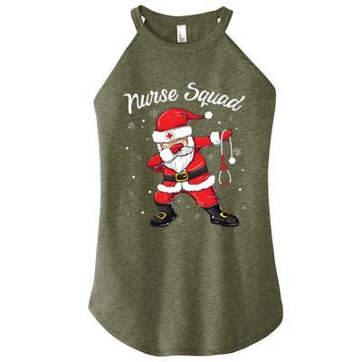 Christmas Scrub Tops Women Dabbing Santa Scrubs Nurse Squad Women’s Perfect Tri Rocker Tank