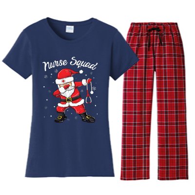 Christmas Scrub Tops Women Dabbing Santa Scrubs Nurse Squad Women's Flannel Pajama Set