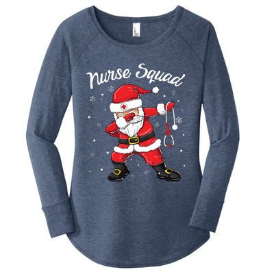 Christmas Scrub Tops Women Dabbing Santa Scrubs Nurse Squad Women's Perfect Tri Tunic Long Sleeve Shirt