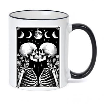 Celestial Skeleton The Lovers Tarot Card Moon Phases Meaningful Gift 11oz Black Color Changing Mug