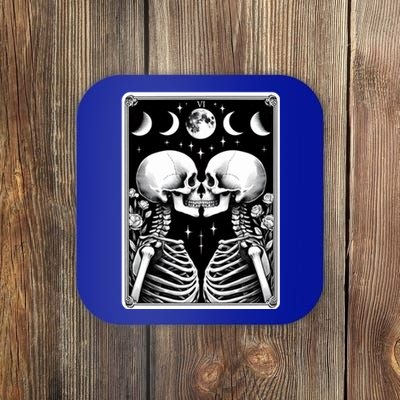 Celestial Skeleton The Lovers Tarot Card Moon Phases Meaningful Gift Coaster