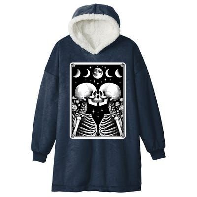 Celestial Skeleton The Lovers Tarot Card Moon Phases Meaningful Gift Hooded Wearable Blanket