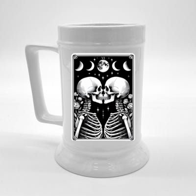 Celestial Skeleton The Lovers Tarot Card Moon Phases Meaningful Gift Beer Stein