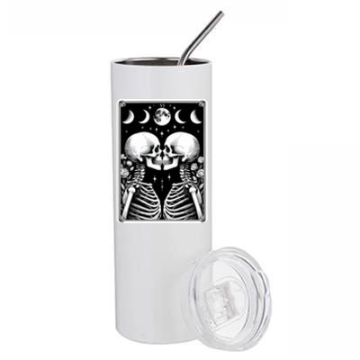 Celestial Skeleton The Lovers Tarot Card Moon Phases Meaningful Gift Stainless Steel Tumbler