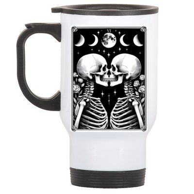 Celestial Skeleton The Lovers Tarot Card Moon Phases Meaningful Gift Stainless Steel Travel Mug