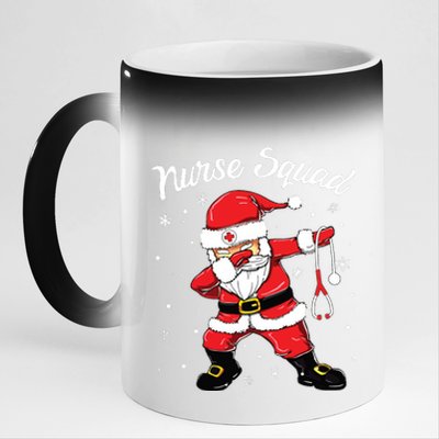 Christmas Scrub Tops Women Dabbing Santa Scrubs Nurse Squad 11oz Black Color Changing Mug