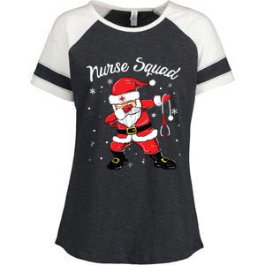 Christmas Scrub Tops Women Dabbing Santa Scrubs Nurse Squad Enza Ladies Jersey Colorblock Tee