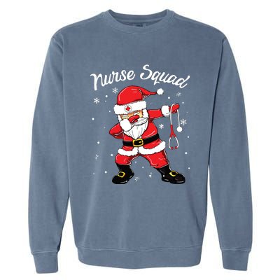 Christmas Scrub Tops Women Dabbing Santa Scrubs Nurse Squad Garment-Dyed Sweatshirt