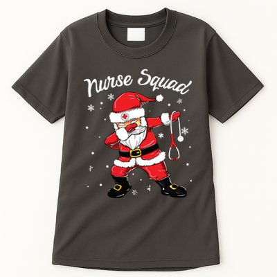 Christmas Scrub Tops Women Dabbing Santa Scrubs Nurse Squad Tall T-Shirt