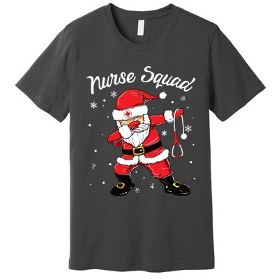 Christmas Scrub Tops Women Dabbing Santa Scrubs Nurse Squad Premium T-Shirt