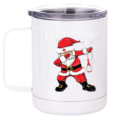 Christmas Scrub Tops Women Dabbing Santa Scrubs Nurse Squad 12 oz Stainless Steel Tumbler Cup