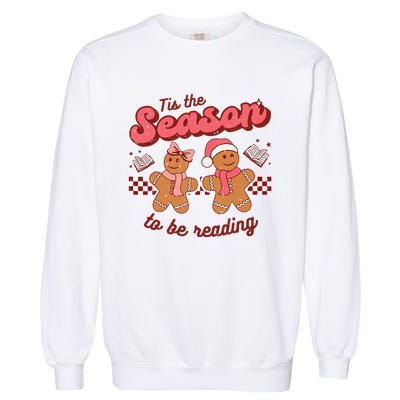 Christmas School Teacher Retro Librarian Groovy Xmas Books Garment-Dyed Sweatshirt