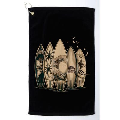 Cool Surfing Tropical Surfboards Vintage Surfboarder Surfer Golf Towel