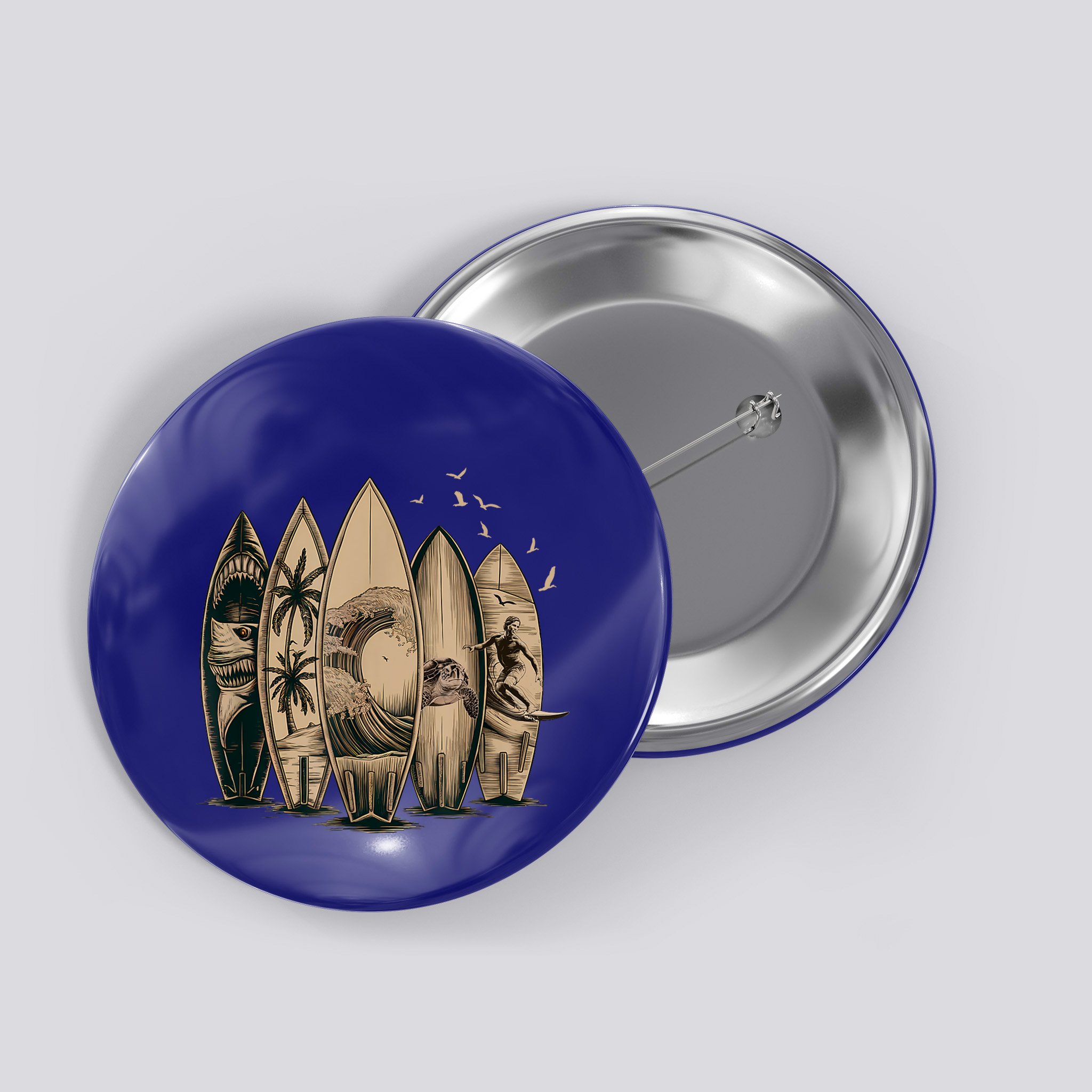 Cool Surfing Tropical Surfboards Vintage Surfboarder Surfer Button