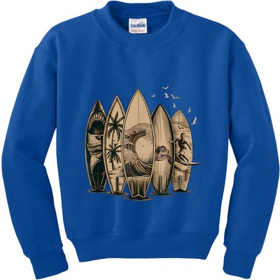 Cool Surfing Tropical Surfboards Vintage Surfboarder Surfer Kids Sweatshirt