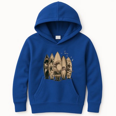 Cool Surfing Tropical Surfboards Vintage Surfboarder Surfer Kids Hoodie