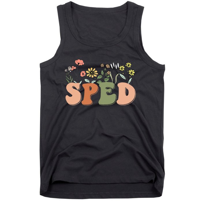 Cute SPED Teacher Special Education Wildflower SPED Teacher Tank Top