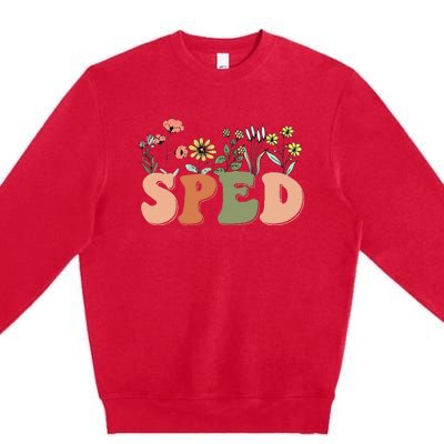 Cute SPED Teacher Special Education Wildflower SPED Teacher Premium Crewneck Sweatshirt