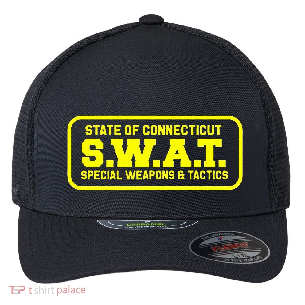 Connecticut Swat Team Srt Sheriff Law Enforcement Flexfit Unipanel Trucker Cap