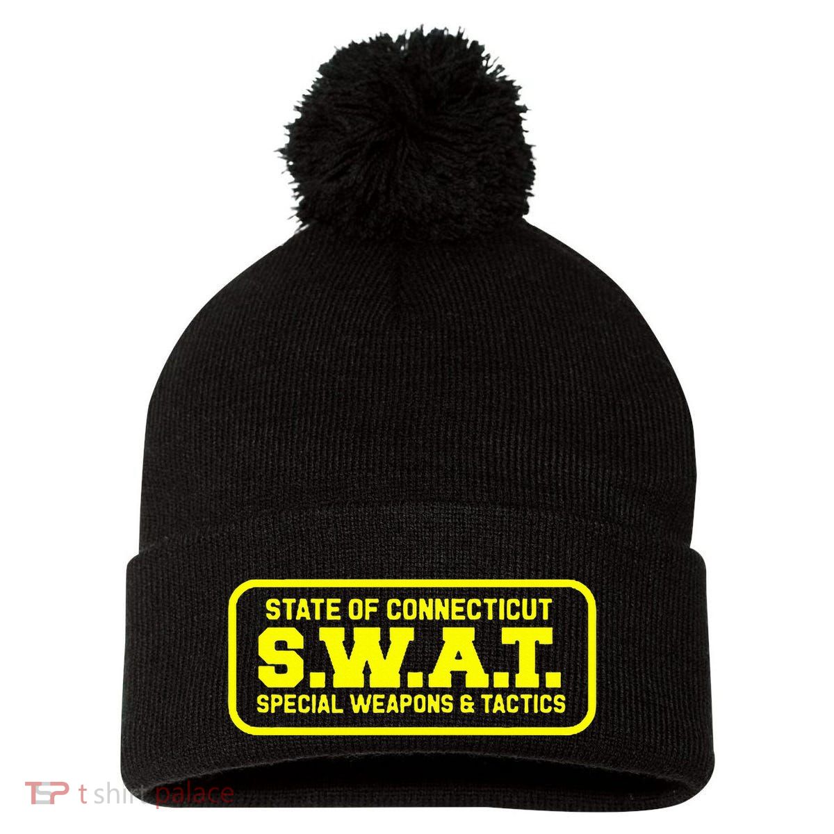 Connecticut Swat Team Srt Sheriff Law Enforcement Pom Pom 12in Knit Beanie