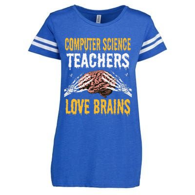 Computer Science Teachers Love Brains Halloween Teacher Gift Gift Enza Ladies Jersey Football T-Shirt