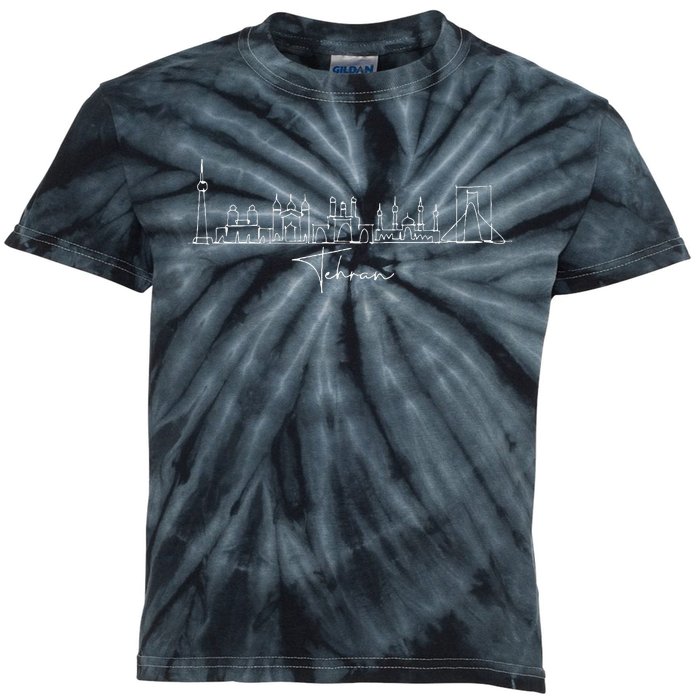 City Skyline Tehran Iran Kids Tie-Dye T-Shirt