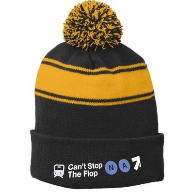 Can’T Stop The Flop Na Stripe Pom Pom Beanie