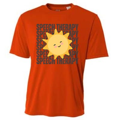 Cute Speech Therapy Slp Therapist Smiling Sun Gift Cooling Performance Crew T-Shirt