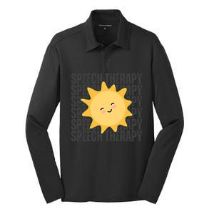 Cute Speech Therapy Slp Therapist Smiling Sun Gift Silk Touch Performance Long Sleeve Polo