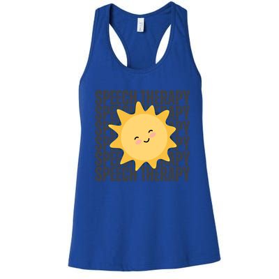 Cute Speech Therapy Slp Therapist Smiling Sun Gift Women's Racerback Tank