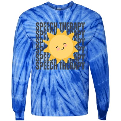 Cute Speech Therapy Slp Therapist Smiling Sun Gift Tie-Dye Long Sleeve Shirt