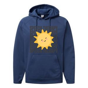 Cute Speech Therapy Slp Therapist Smiling Sun Gift Performance Fleece Hoodie