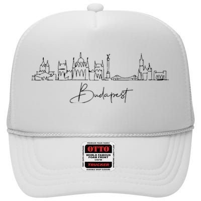 City Skyline Travel Souvenir Tourist Budapest Hungary High Crown Mesh Back Trucker Hat