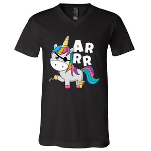 Caribbean Sea Thief Freebooter Unicorn Pirate V-Neck T-Shirt