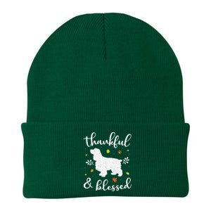 Cocker Spaniel Thanksgiving Dog Thankful Blessed Mom Gift Knit Cap Winter Beanie