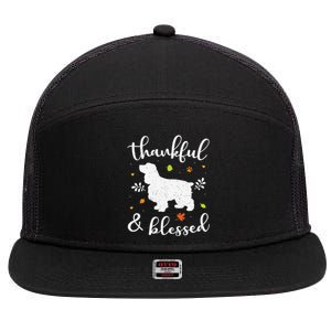 Cocker Spaniel Thanksgiving Dog Thankful Blessed Mom Gift 7 Panel Mesh Trucker Snapback Hat