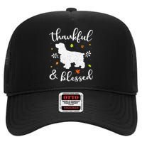 Cocker Spaniel Thanksgiving Dog Thankful Blessed Mom Gift High Crown Mesh Back Trucker Hat