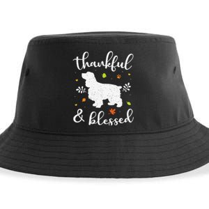 Cocker Spaniel Thanksgiving Dog Thankful Blessed Mom Gift Sustainable Bucket Hat