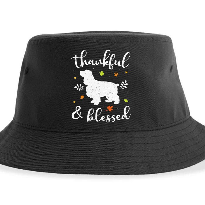 Cocker Spaniel Thanksgiving Dog Thankful Blessed Mom Gift Sustainable Bucket Hat