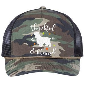 Cocker Spaniel Thanksgiving Dog Thankful Blessed Mom Gift Retro Rope Trucker Hat Cap