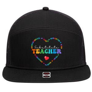 Cute Substitute Teacher Appreciati To School Gift 7 Panel Mesh Trucker Snapback Hat