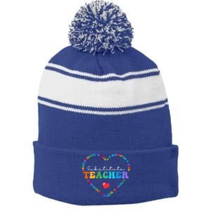 Cute Substitute Teacher Appreciati To School Gift Stripe Pom Pom Beanie