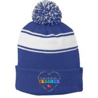 Cute Substitute Teacher Appreciati To School Gift Stripe Pom Pom Beanie